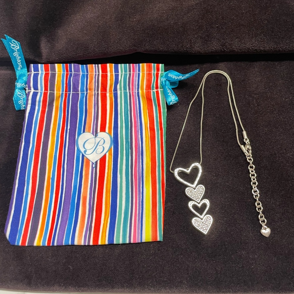 Brighton Fall In Love Cascading Heart Silver Crystal Pendant Necklace Reversible